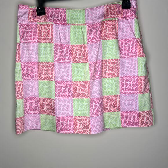 Vineyard Vines Mini Skirt 4 Pink Green Whale Print Patchwork Preppy Colorful NWT - Picture 1 of 9